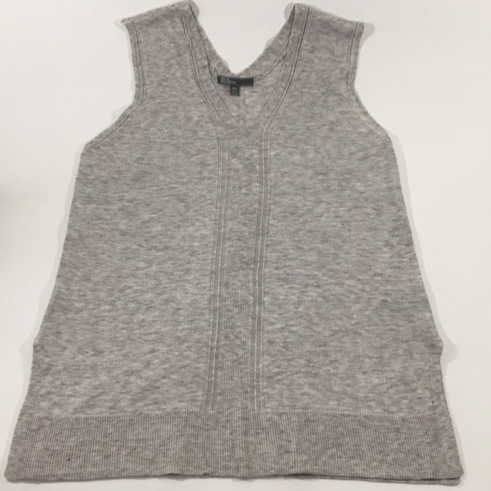 Heathered V-Neck Tunic Tank Light Sweater Top, M